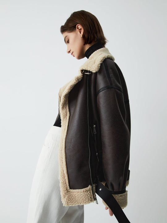 EB | Braune Leder-Fliegerjacke für Frauen