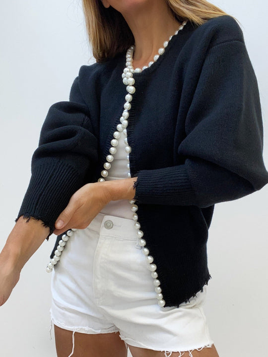 EB | Cardigan mit Perlendetails Baumwollmischung Elegant und Feminin