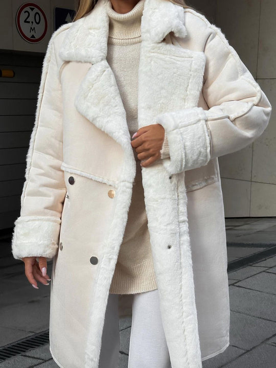 EB | Lange Teddyjacke Kunstpelz Warm und Modern