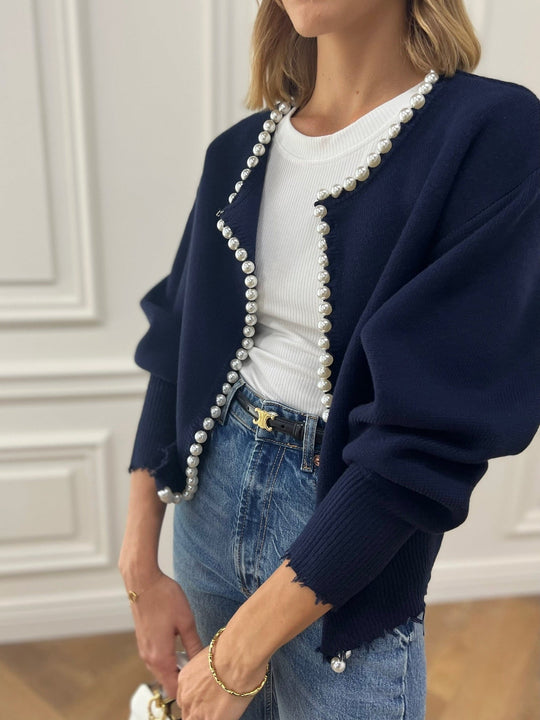 EB | Cardigan mit Perlendetails Baumwollmischung Elegant und Feminin