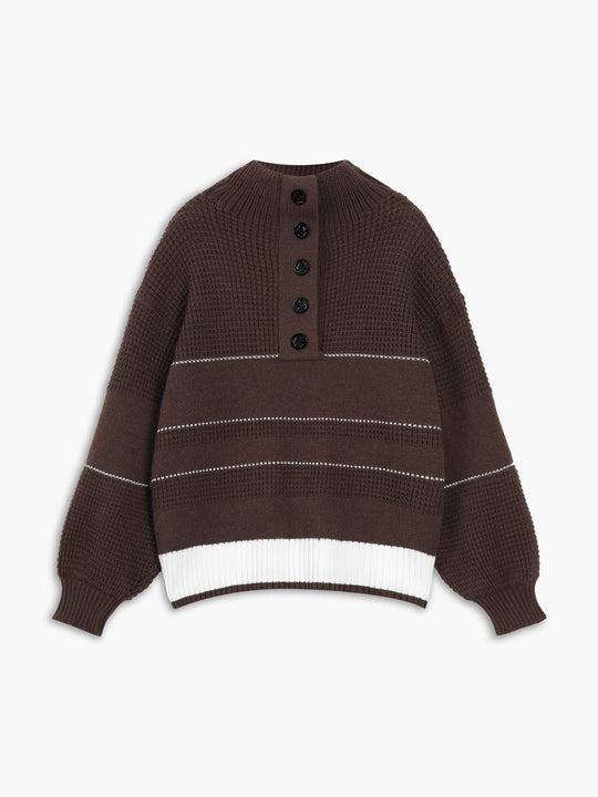 EB | Gestickter Pullover mit Knöpfen Baumwolle Klassisch und Komfortabel