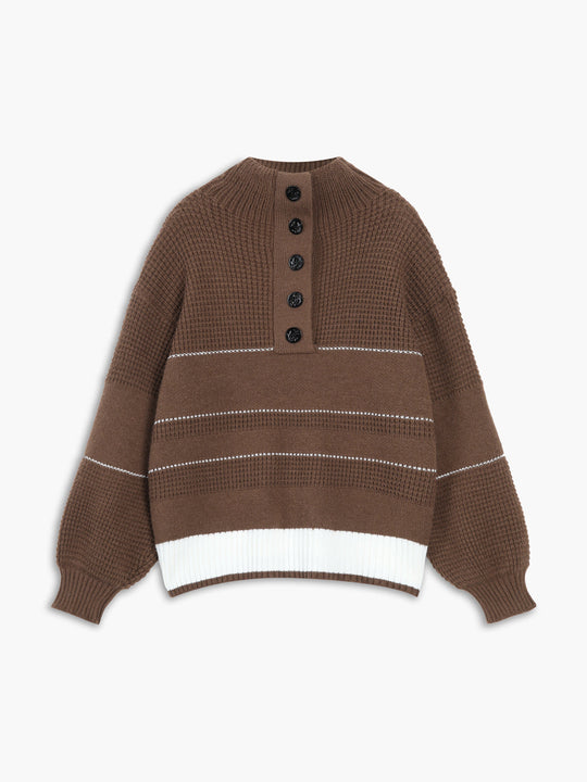 EB | Gestickter Pullover mit Knöpfen Baumwolle Klassisch und Komfortabel