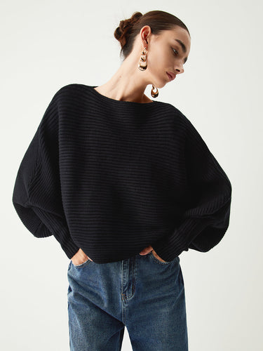 EB | Rippstrick Batwing Pullover Weich und Stilvoll Entspannte Eleganz