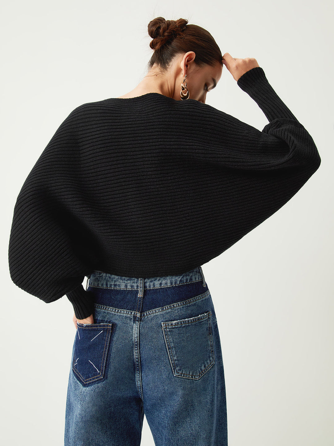 EB | Rippstrick Batwing Pullover Weich und Stilvoll Entspannte Eleganz