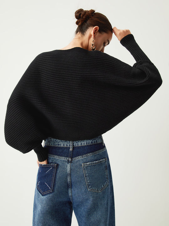 EB | Rippstrick Batwing Pullover Weich und Stilvoll Entspannte Eleganz