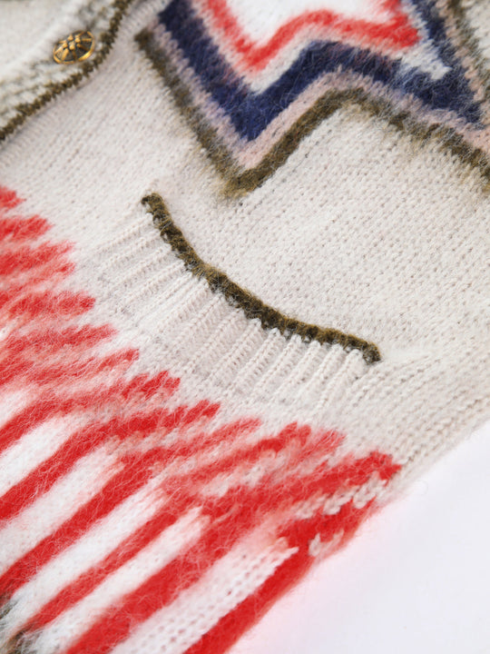 EB | Cardigan mit Grafischem Muster Mohairmischung Einzigartig und Stilvoll