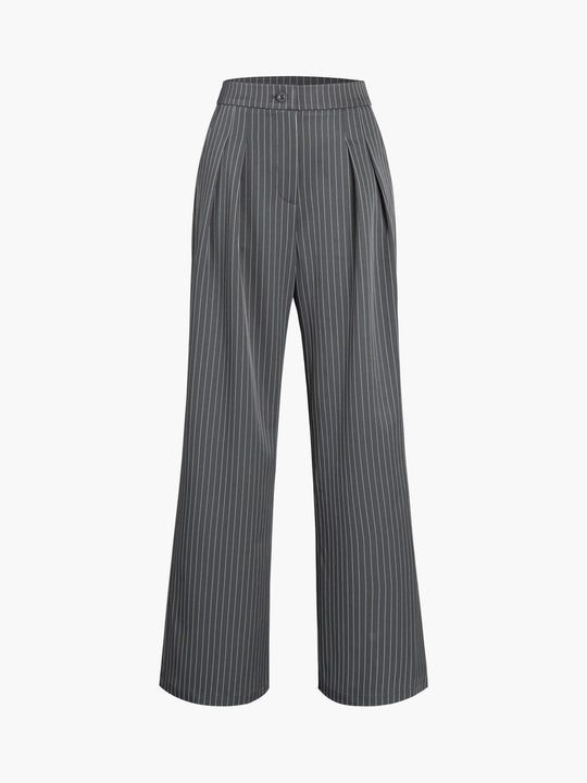 EB | Elegante Nadelstreifen-Faltenhose mit Weitem Bein