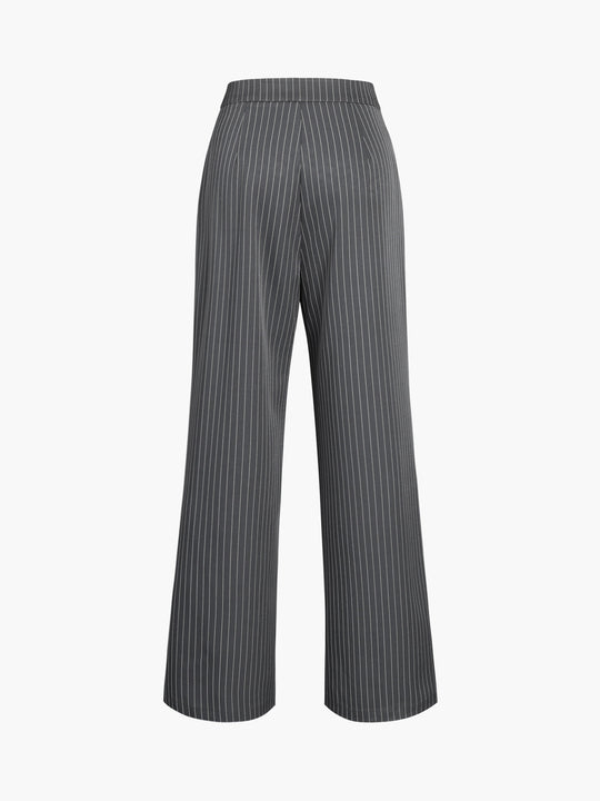 EB | Elegante Nadelstreifen-Faltenhose mit Weitem Bein