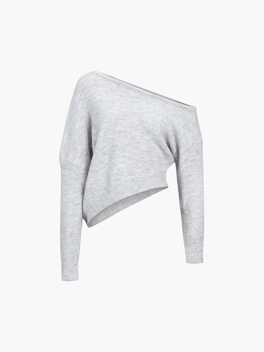 EB | Off-shoulder Strickpullover Weiche Wollmischung Zertifizierte Eleganz