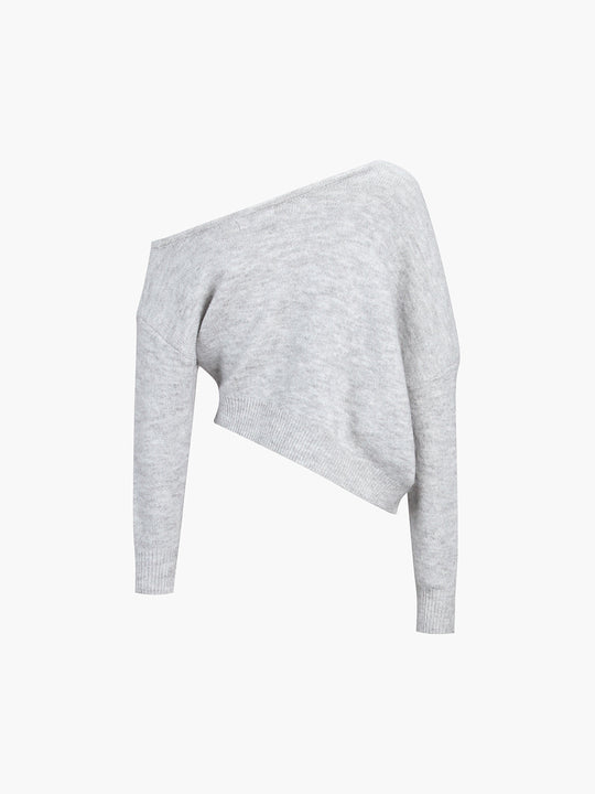 EB | Off-shoulder Strickpullover Weiche Wollmischung Zertifizierte Eleganz