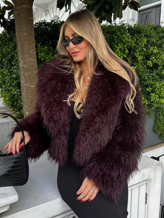 EB | Flauschige Imitation Pelz Kurze Jacke