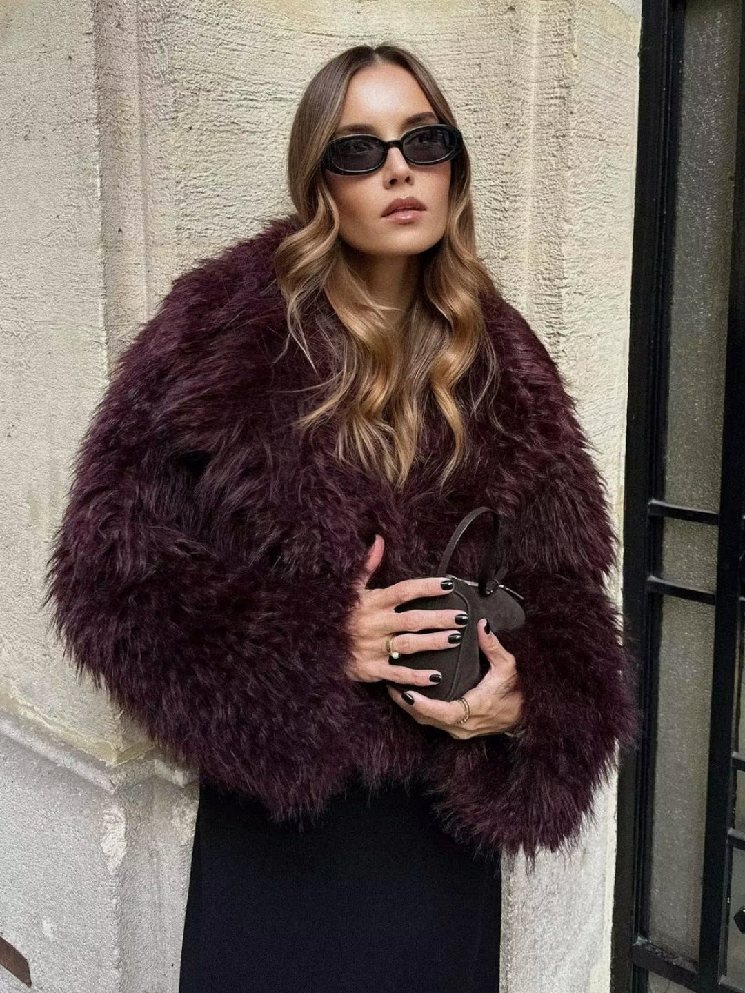 EB | Flauschige Imitation Pelz Kurze Jacke