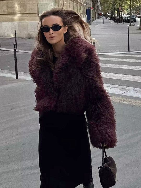 EB | Flauschige Imitation Pelz Kurze Jacke