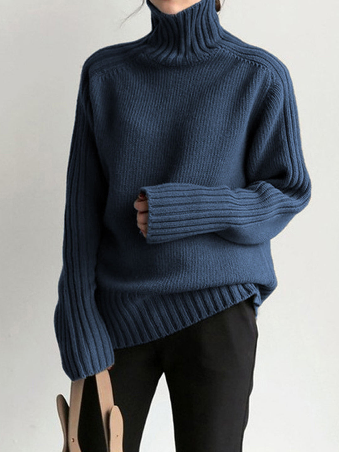 EB | Pullover - Damen Herbst Hoher Hals Strickpullover