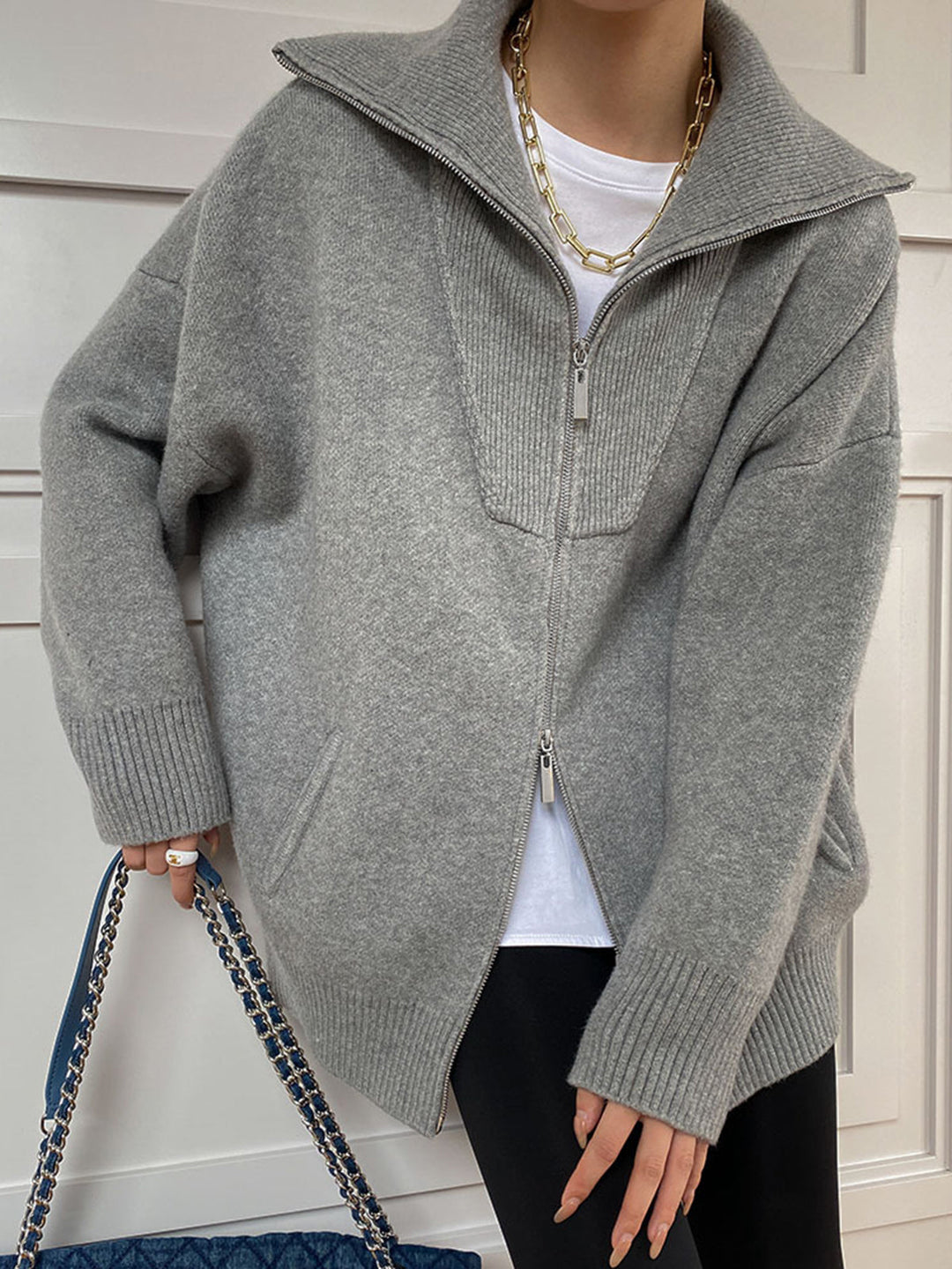 EB | Oversized Strickjacke mit Reißverschluss Weich und Warm Lässige Eleganz