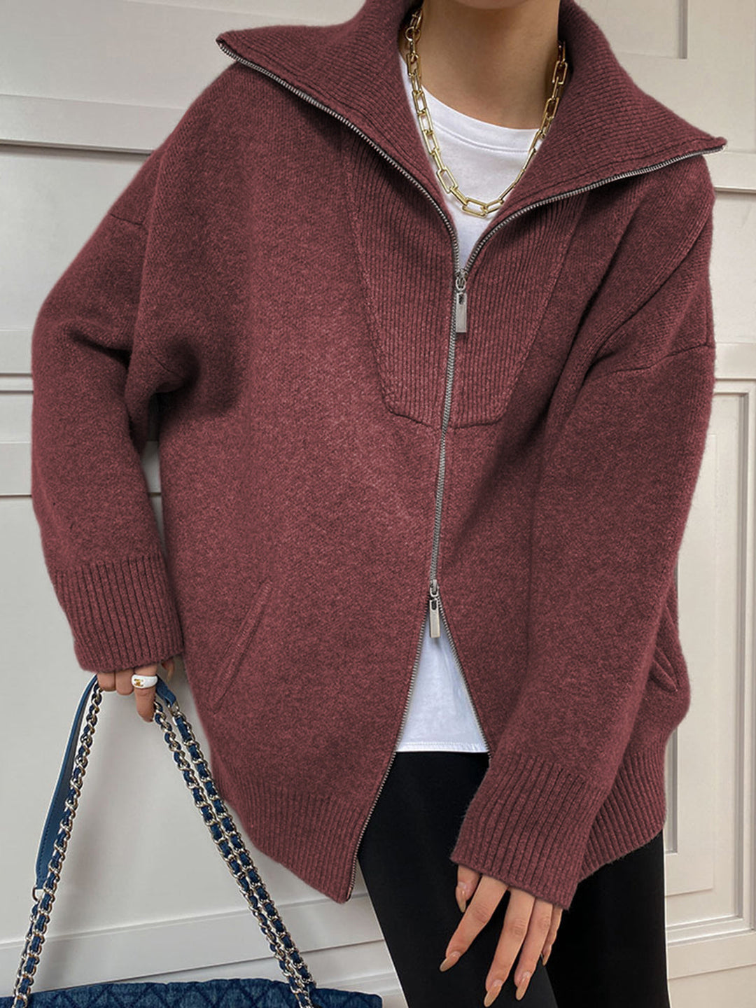 EB | Oversized Strickjacke mit Reißverschluss Weich und Warm Lässige Eleganz