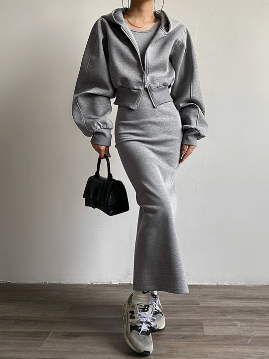 EB | Langarm Zip Crop Hoodie