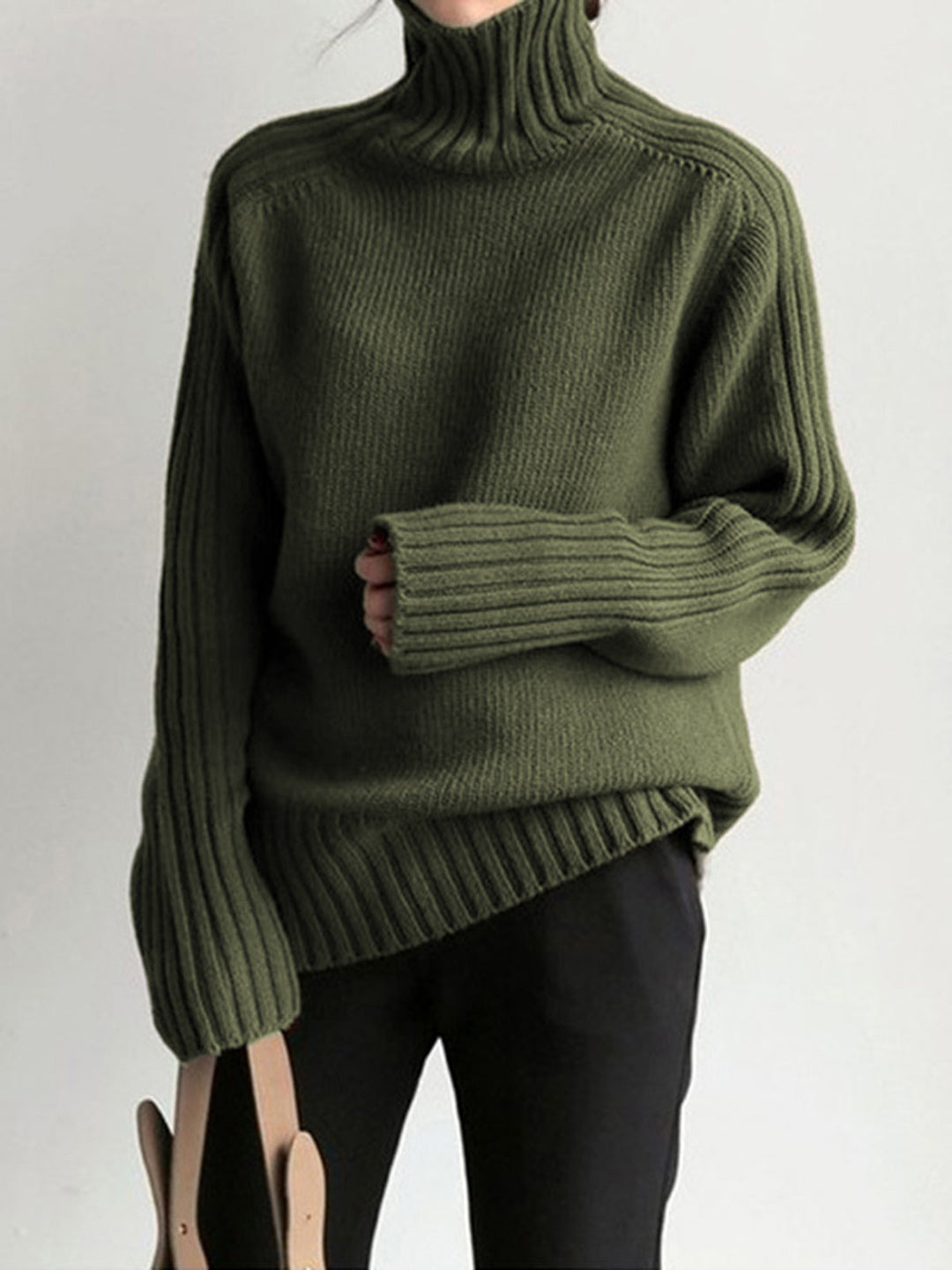 EB | Pullover - Damen Herbst Hoher Hals Strickpullover