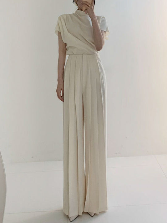 EB | Elegante Plissierte High Waist Hose mit Weitem Bein