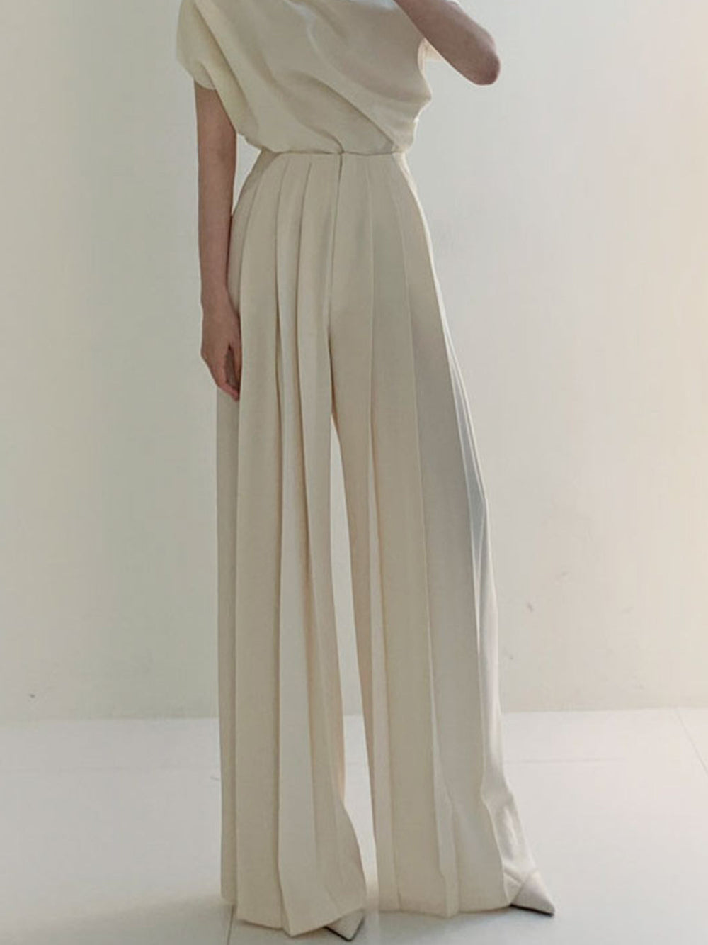 EB | Elegante Plissierte High Waist Hose mit Weitem Bein