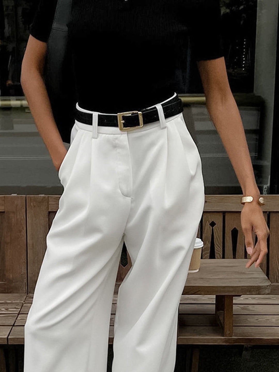 EB | Elegante Hose mit Weitem Bein Ohne Gürtel