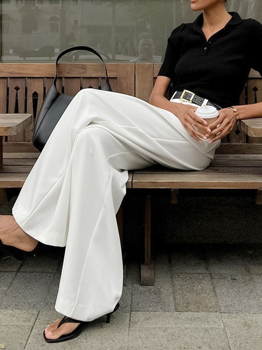EB | Elegante Hose mit Weitem Bein Ohne Gürtel
