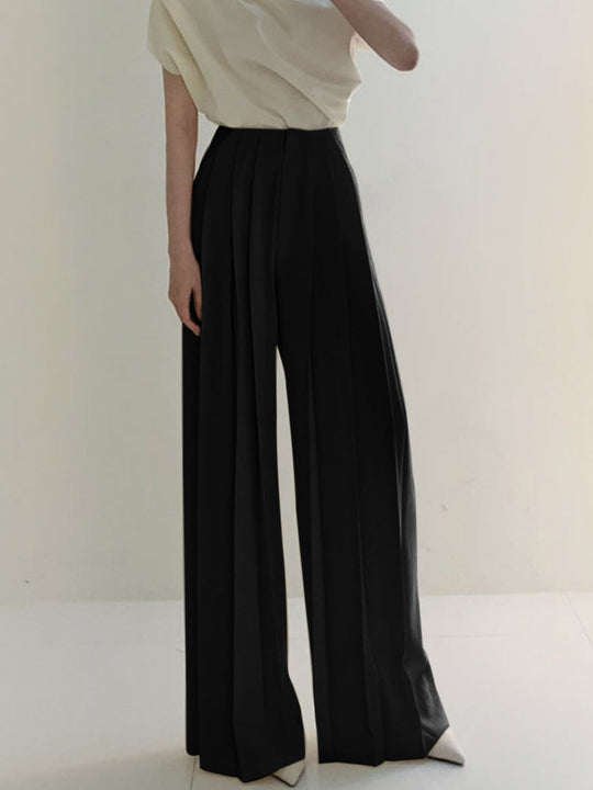 EB | Elegante Plissierte High Waist Hose mit Weitem Bein