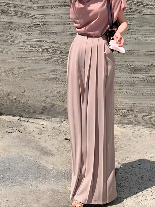 EB | Elegante Plissierte High Waist Hose mit Weitem Bein
