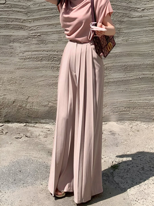 EB | Elegante Plissierte High Waist Hose mit Weitem Bein