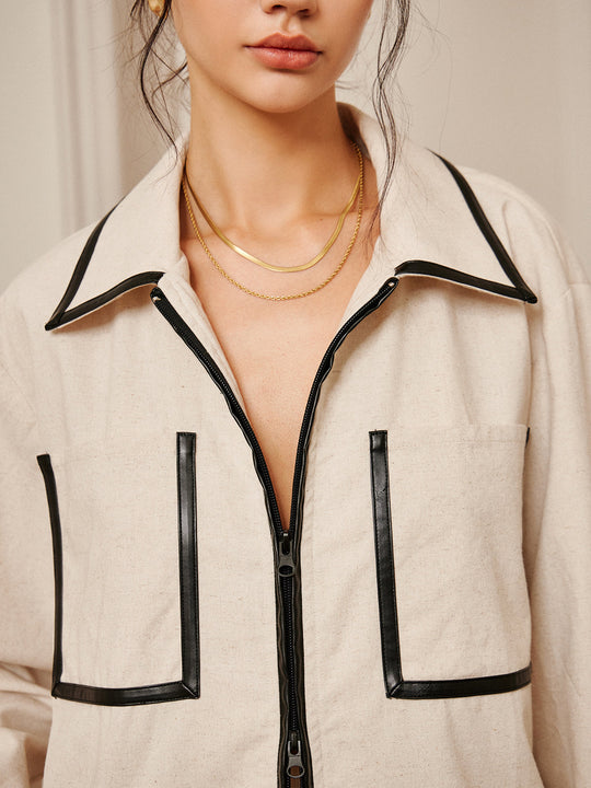 EB | Leinen Doppel-Zip-Jacke