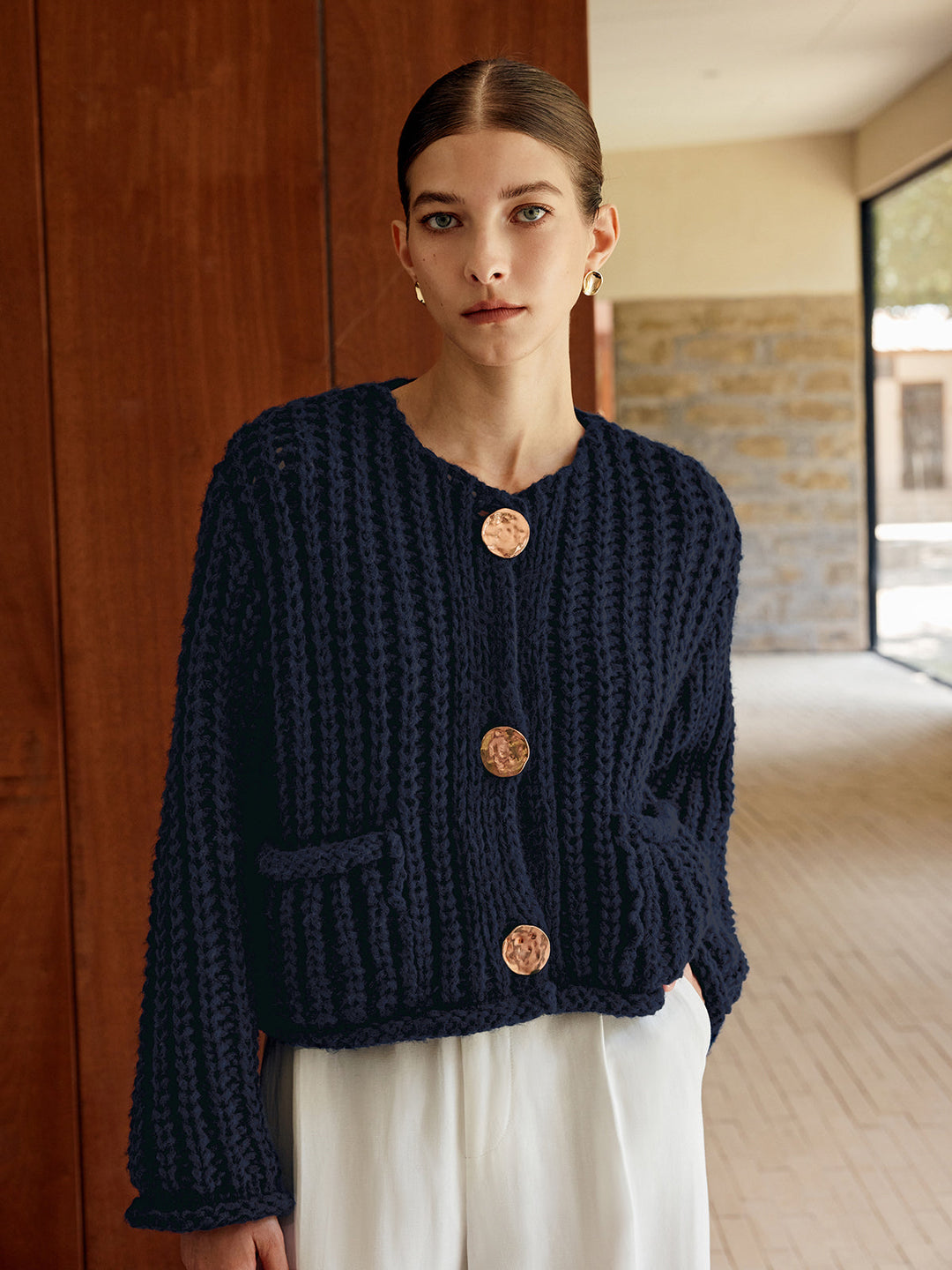 EB | Chunky Strickcardigan Große Knöpfe Elegante und Lässige Passform