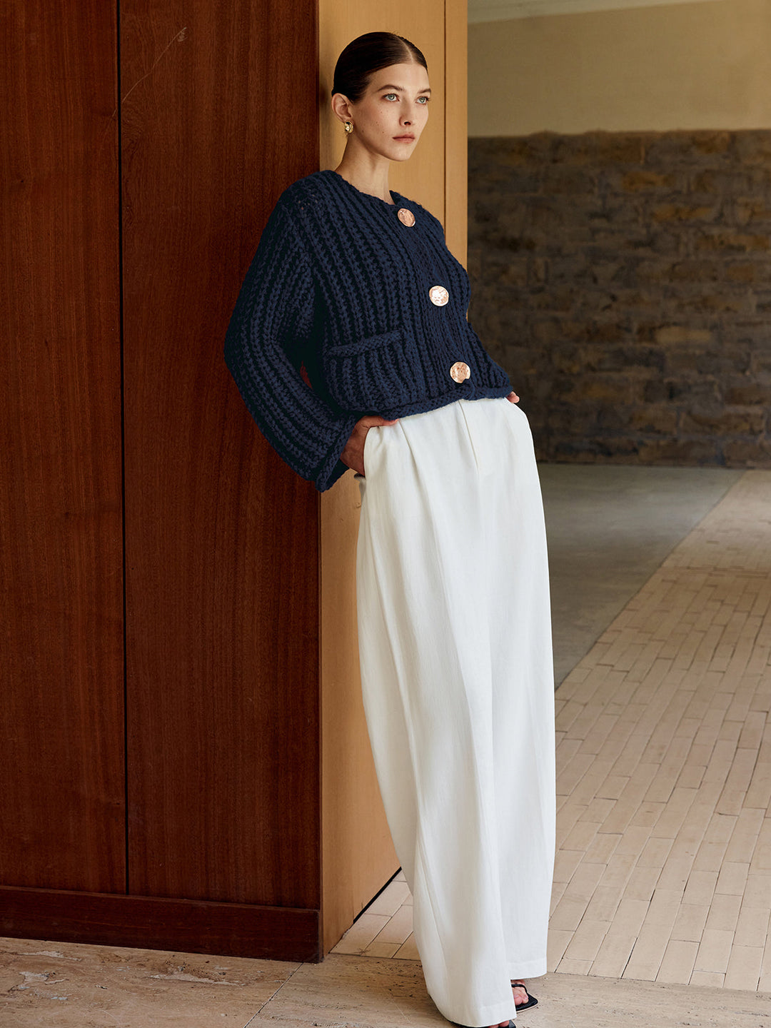 EB | Chunky Strickcardigan Große Knöpfe Elegante und Lässige Passform