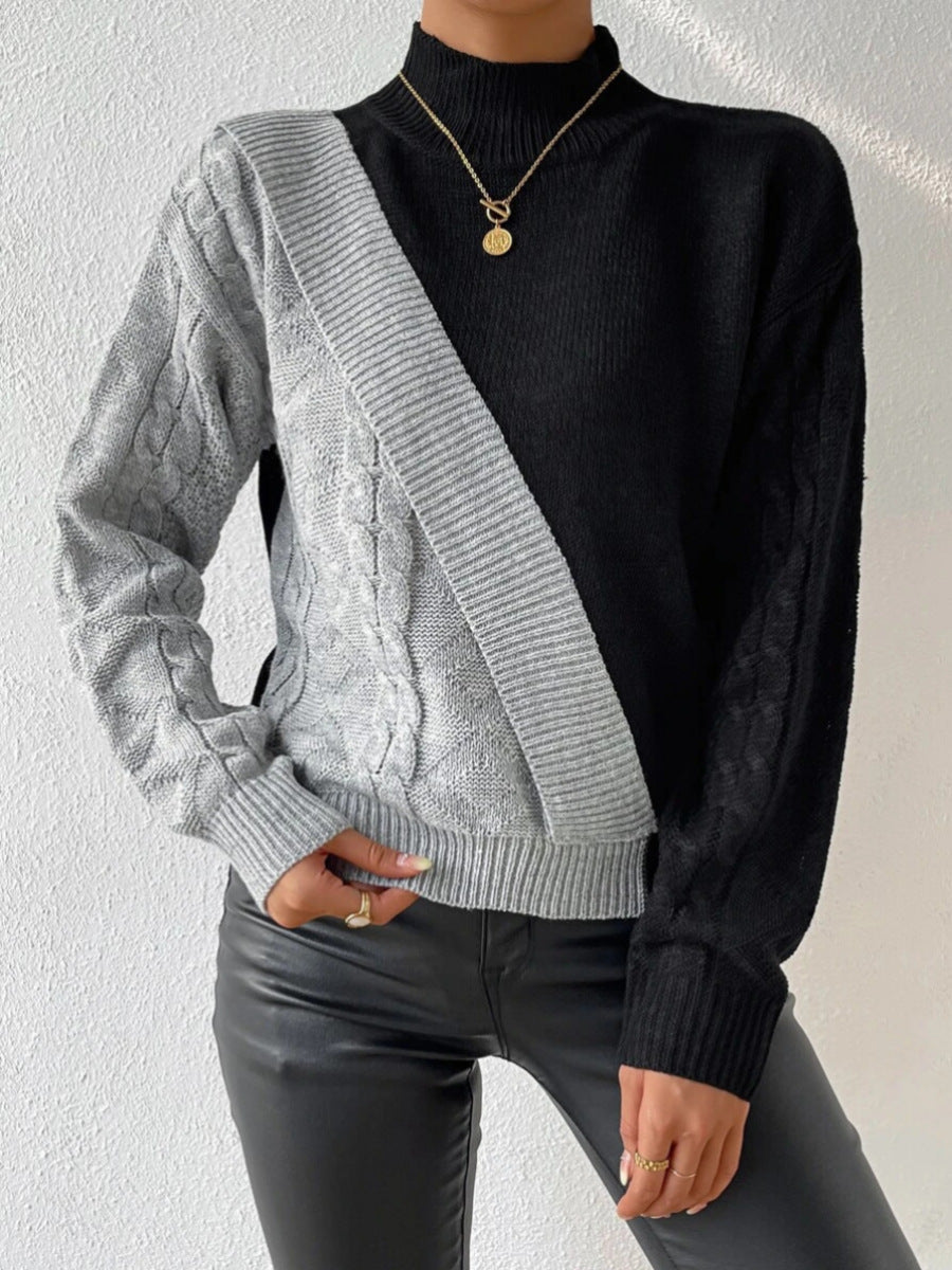 EB | Strickpullover mit Asymmetrischem Design Rollkragen Modern und Einzigartig