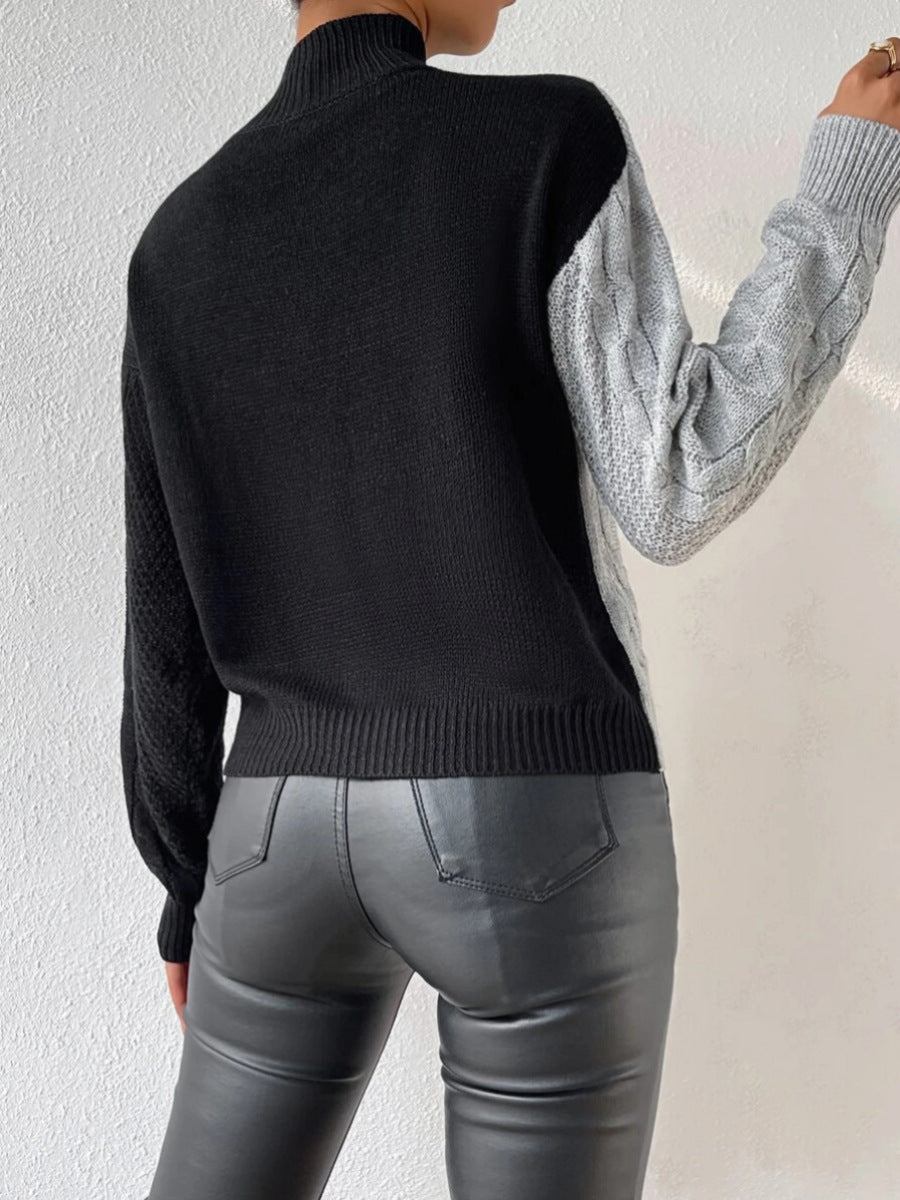 EB | Strickpullover mit Asymmetrischem Design Rollkragen Modern und Einzigartig