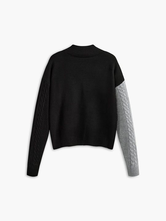 EB | Strickpullover mit Asymmetrischem Design Rollkragen Modern und Einzigartig