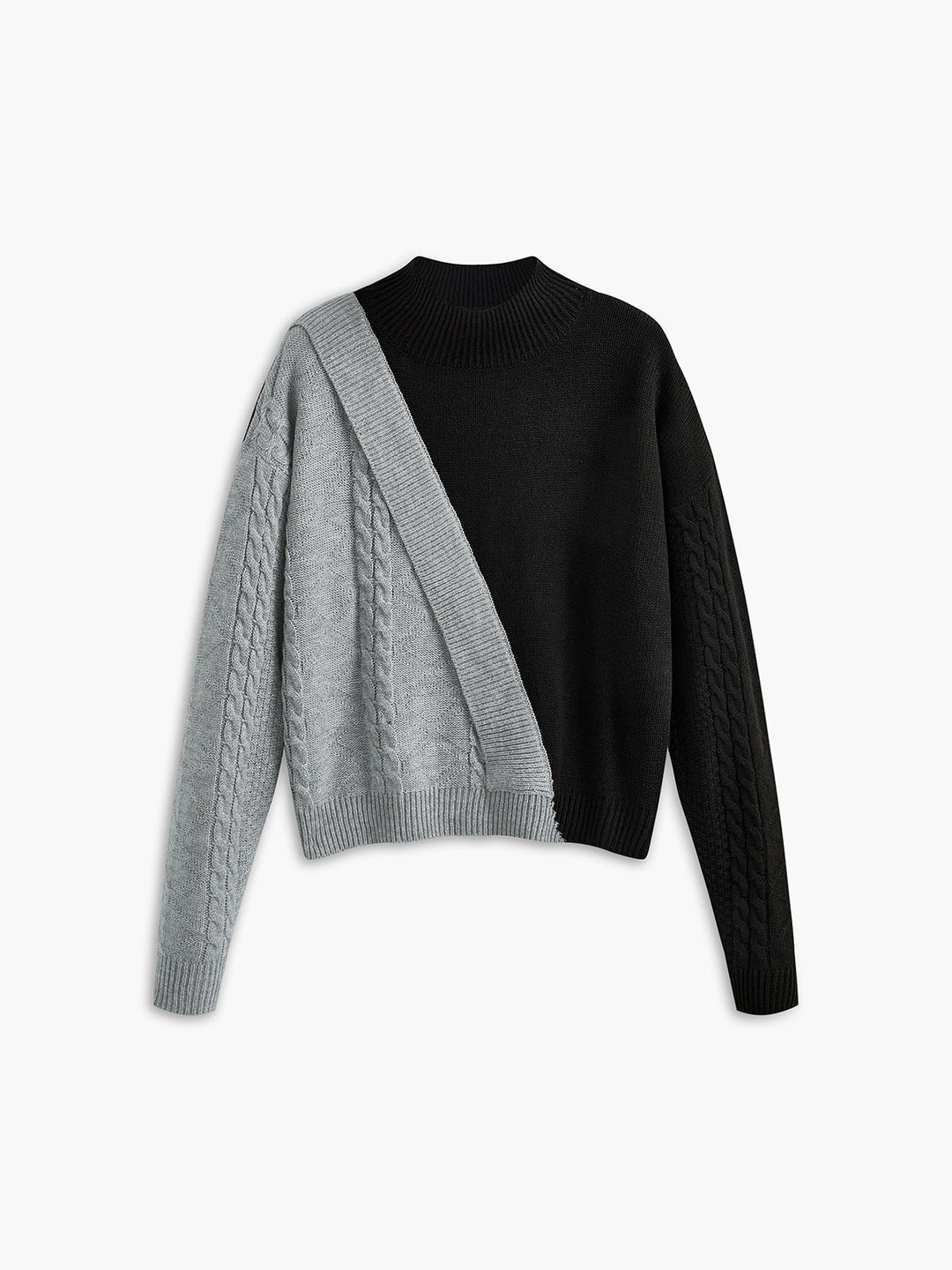 EB | Strickpullover mit Asymmetrischem Design Rollkragen Modern und Einzigartig