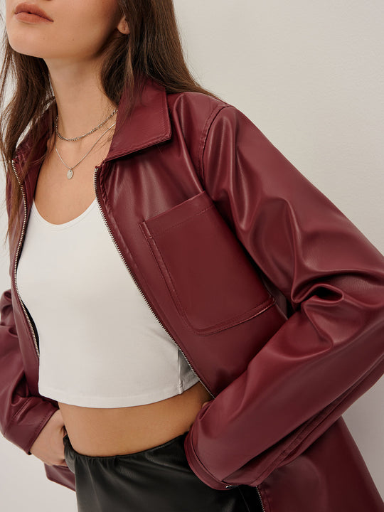 EB | Reißverschluss Kunstlederjacke