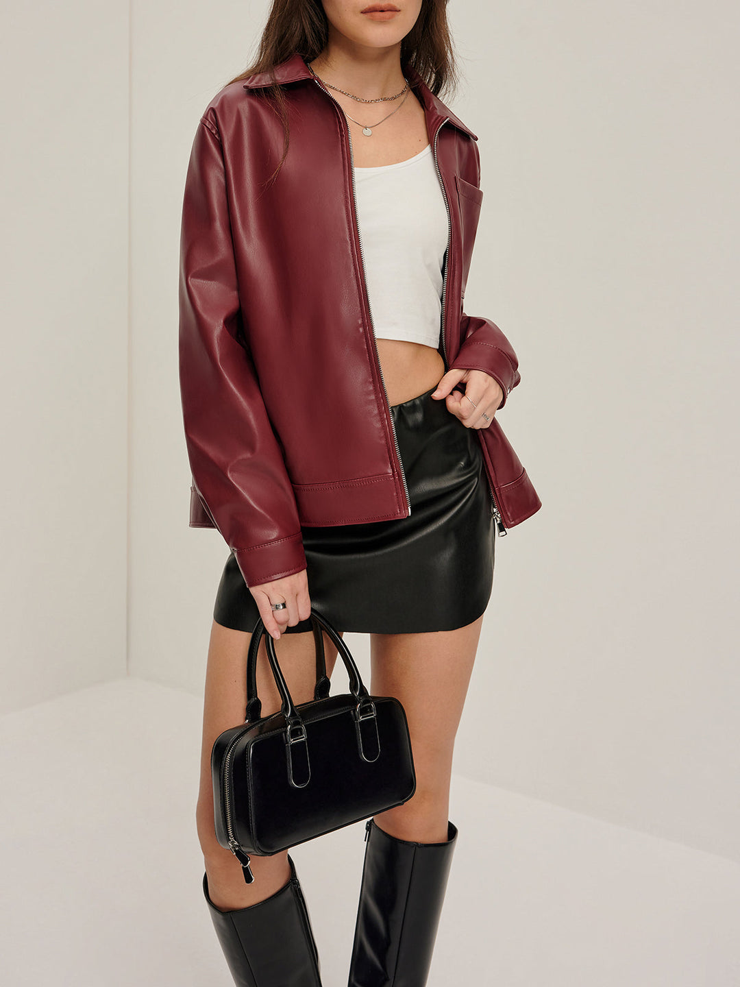 EB | Reißverschluss Kunstlederjacke