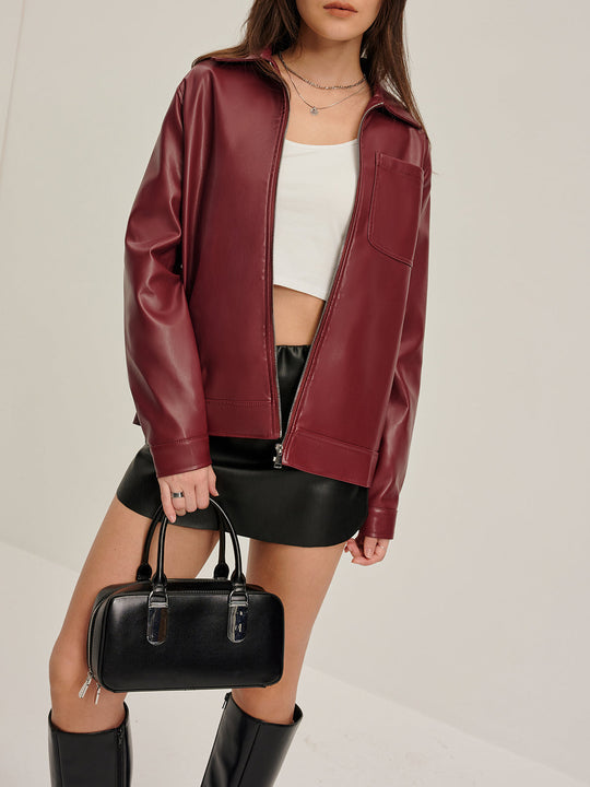 EB | Reißverschluss Kunstlederjacke