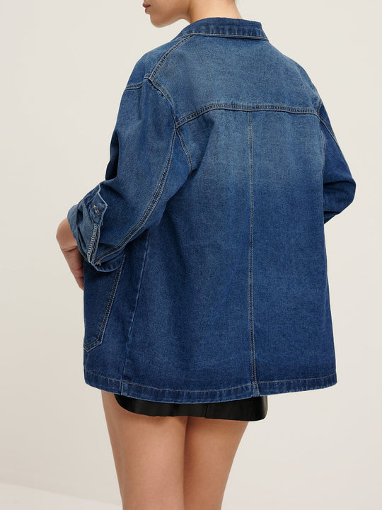 EB | Übergröße Denim Jacke Lässig und Vielseitig