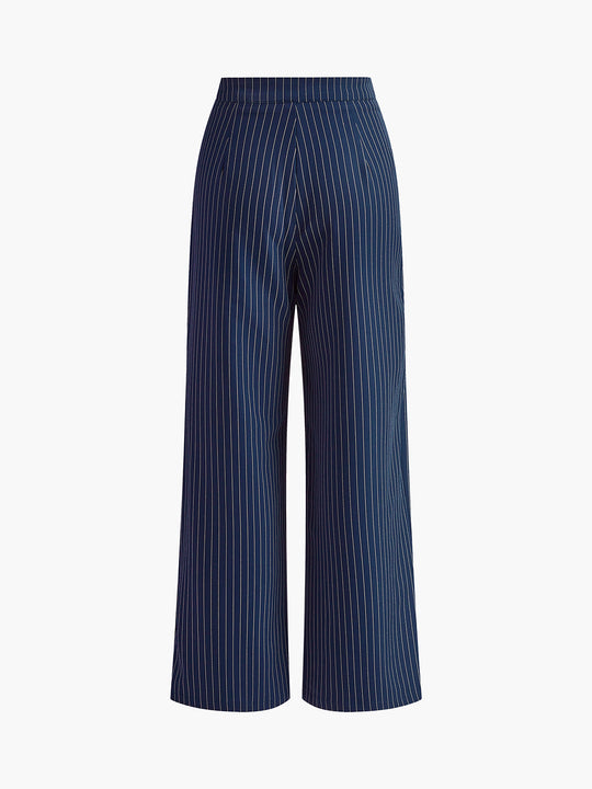 EB | Elegante Nadelstreifen-Faltenhose mit Weitem Bein