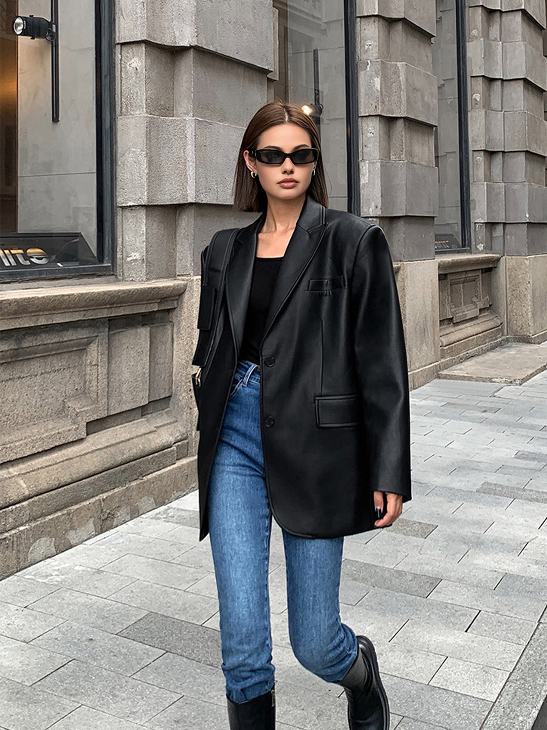 EB | Lederlook Blazer für Damen