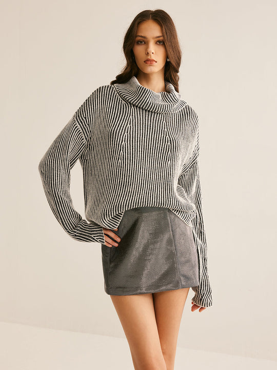 EB | Strickpullover Gestreiftes Design und Kragen Zeitlose Mode
