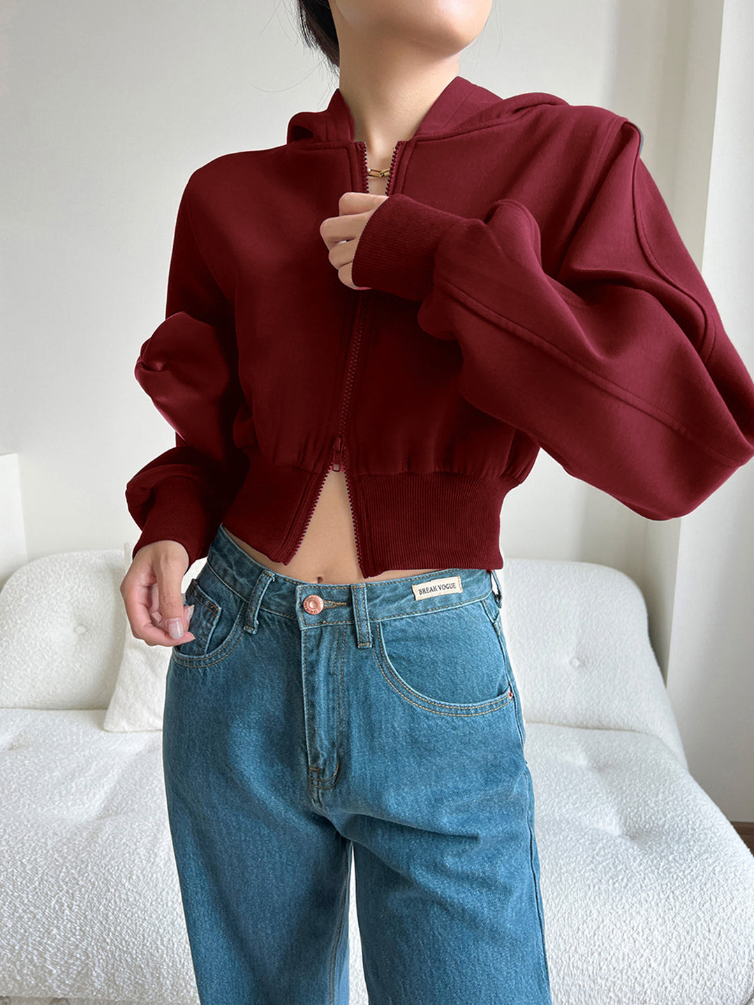 EB | Langarm Zip Crop Hoodie