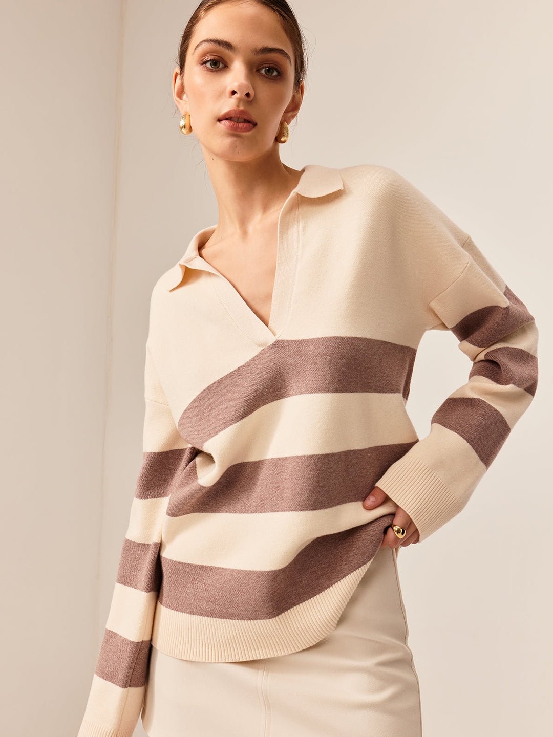 EB | Strickpullover Gestreiftes Design Lässige Passform