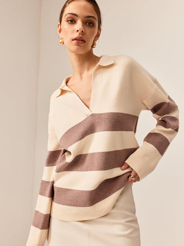 EB | Strickpullover Gestreiftes Design Lässige Passform