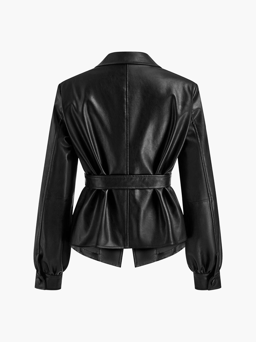 EB | Gürtelte Kunstlederjacke