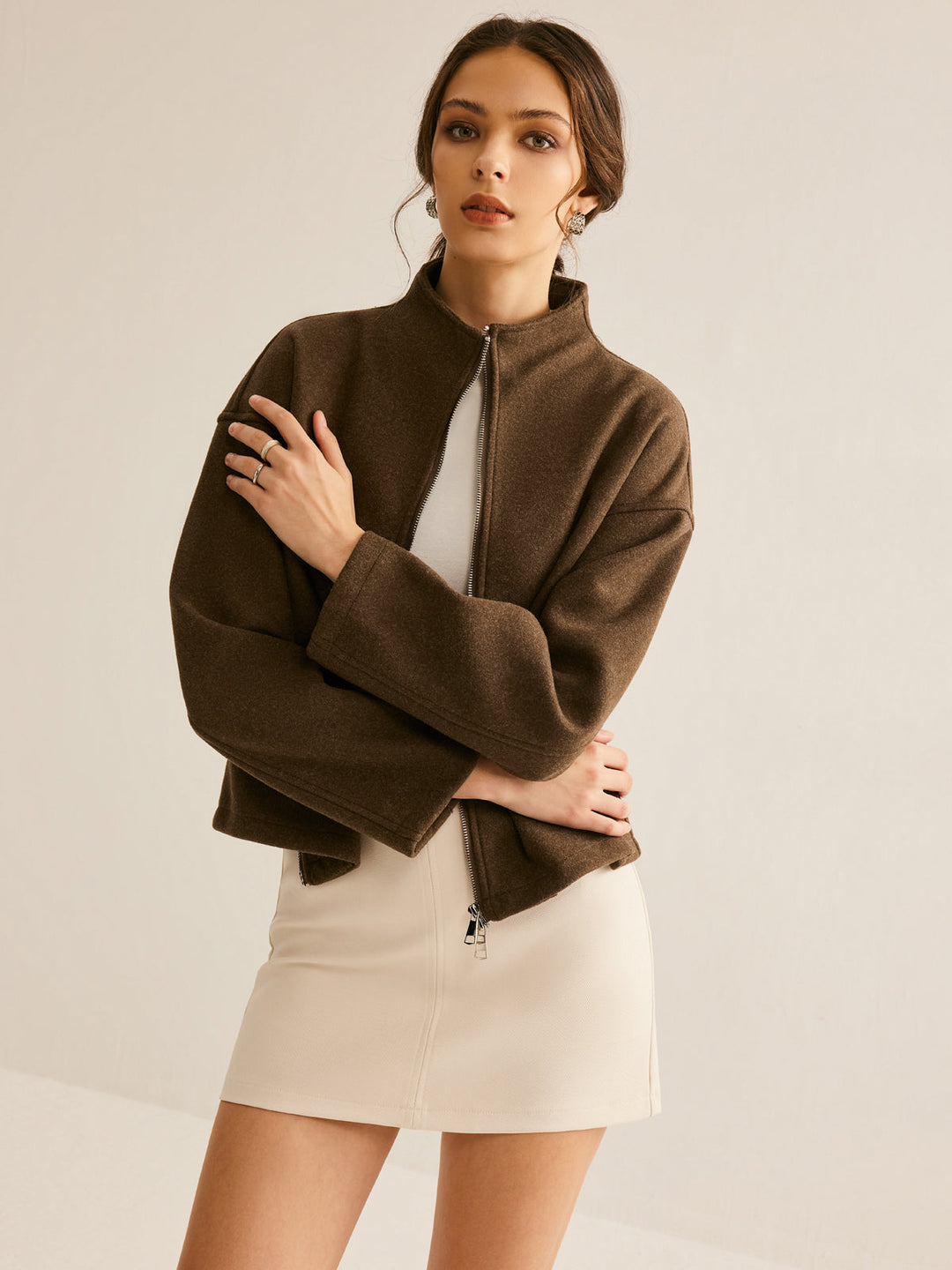 EB | Braune Reißverschlussjacke für Frauen