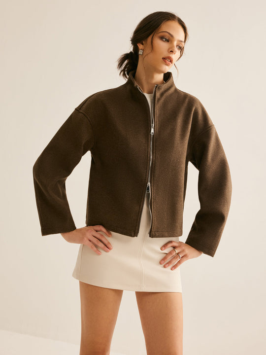 EB | Braune Reißverschlussjacke für Frauen