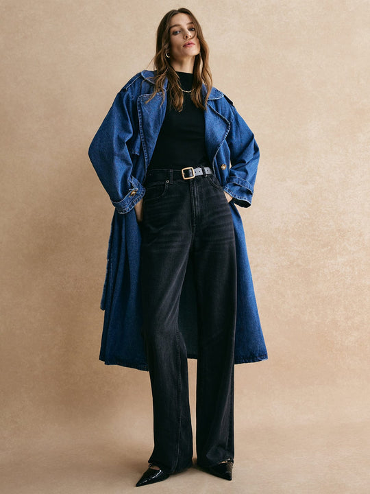 EB | Übergröße Denim Trenchcoat Trendig, Lässig & Zeitlos